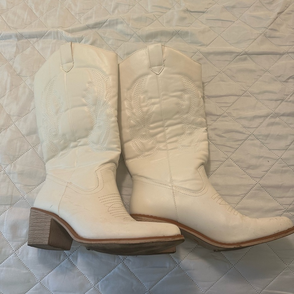 White tall boots